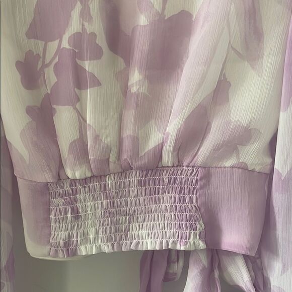 Express Lavender Floral Wrap Blouse - Picture 4 of 5